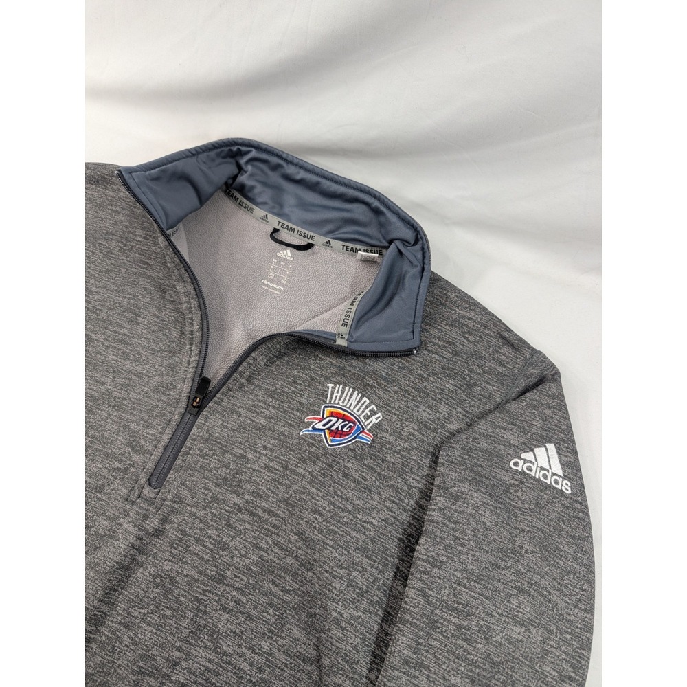 OKC Thunder Adidas Team Issue Climawarm Quarter Zip Pullover Large Heather Gray